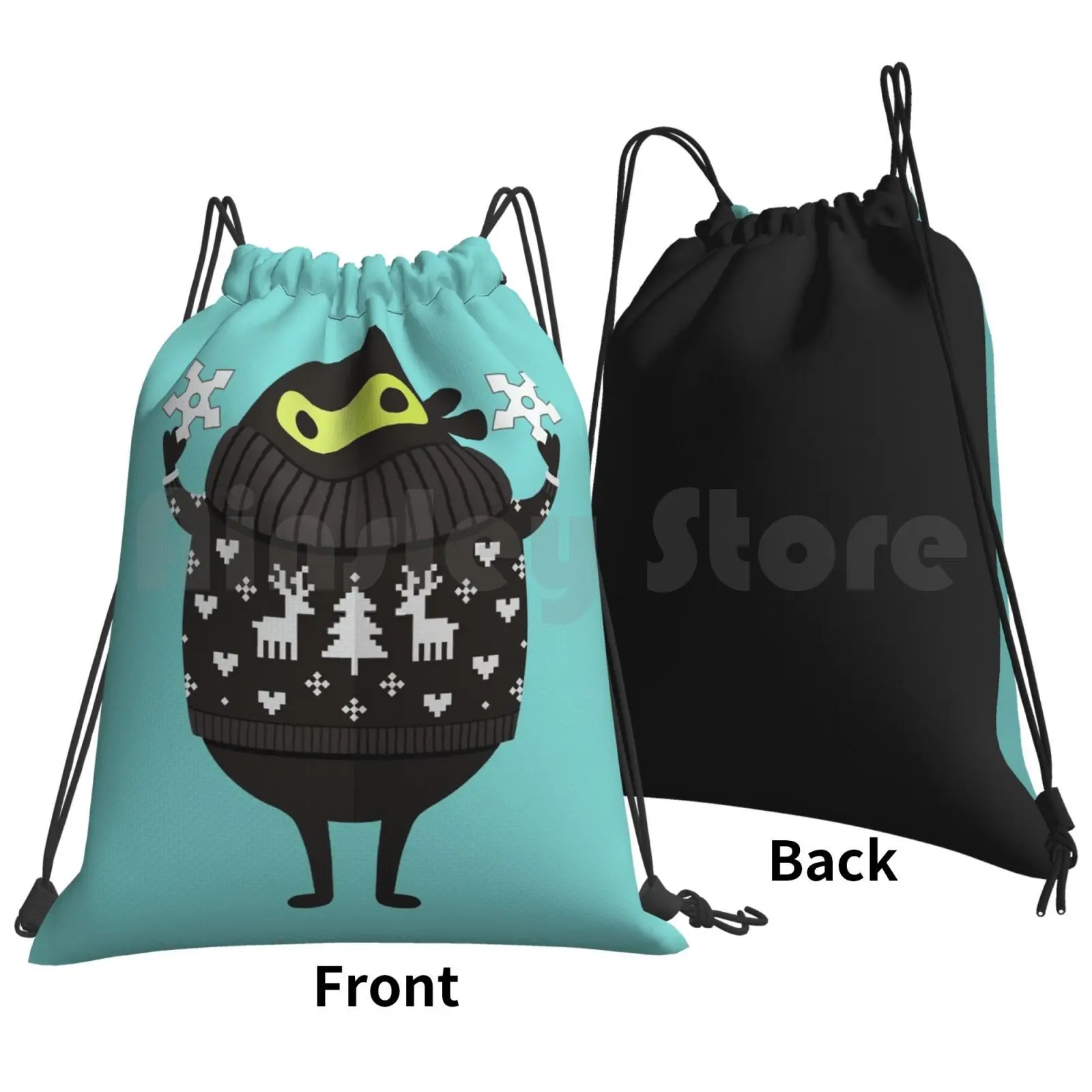 In Holiday Sweater Backpack Drawstring Bag Riding Climbing Gym Bag  Daisy Beatrice Avocado Avo Shuriken Throwing Star Star