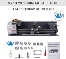 MX-750A Lathe Metal Brushless Motor 1100W Mini Lathe Machine Drilling Machine Wood Lathe Thread Cutting With 5Pcs LatheTool