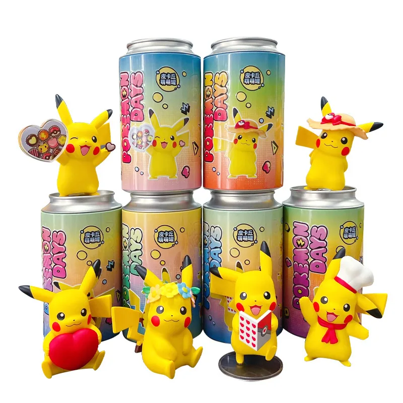 6 Styles Pokemon Figures Can Pikachu Pen Container Pokémon Anime Action Figure Cartoon Model Car Dolls Toy Gift