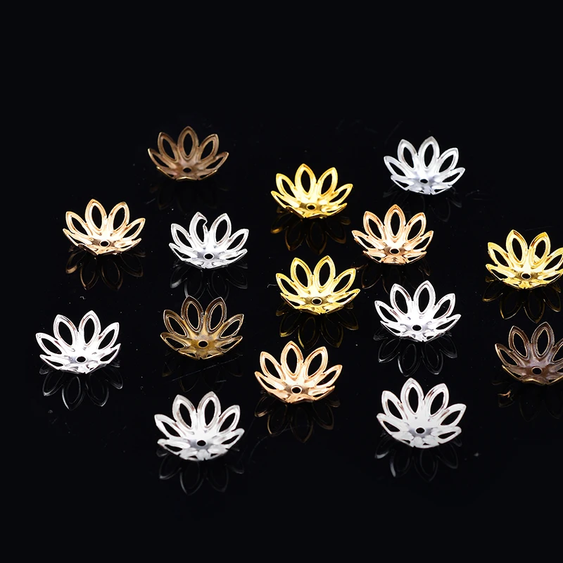 

100p 10 мм цвет серебристый, золотой delicat Соединитель с цветочным узором класса бусины Spacer Бусины в форме колпачки аксессуары для ручной работы ожерелье ювелирные изделия делая поставки