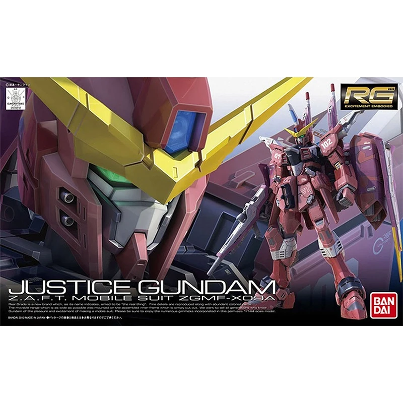 Bandai Gundam ชุดรูป RG 09 1/144 ZGMF-X Justice ของแท้ Gunpla หุ่นยนต์ชุดของเล่นรูปของเล่นเด็ก