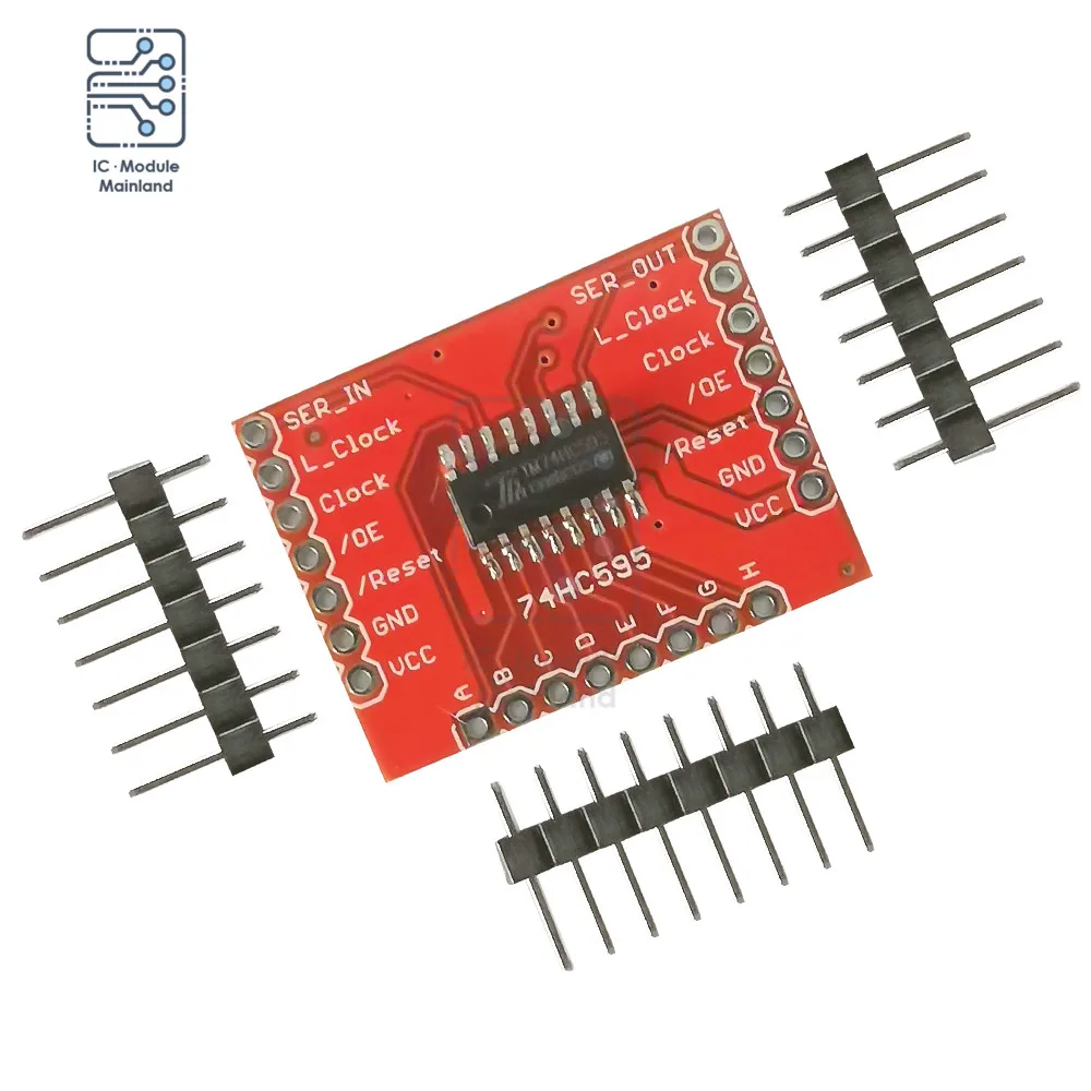 DC3.3-5V 74HC595 Expansion Module Shift Register + Pin header Low Power Consumption Standard Serial (SPI) Interface