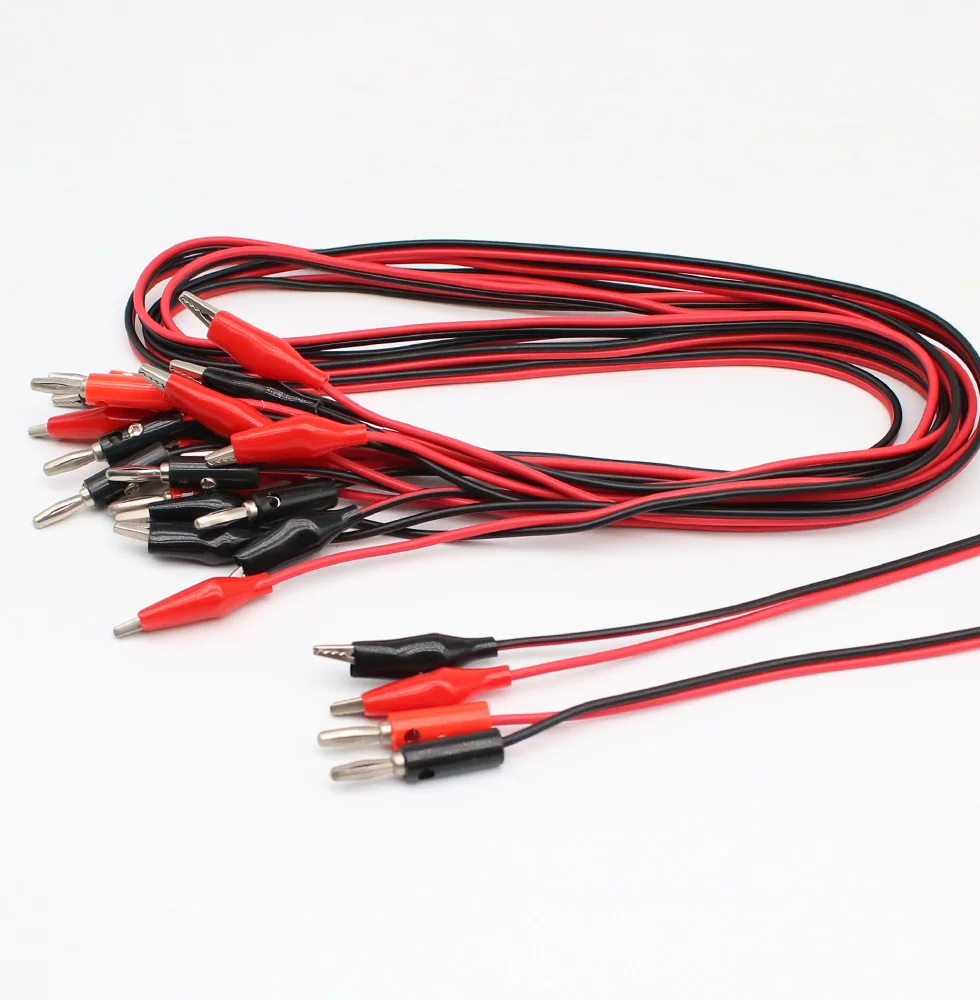 Wholesale 1Pcs 1meter Red and Black Alligator Testing Cord Lead Clip to Banana Plug for Multimeter Test