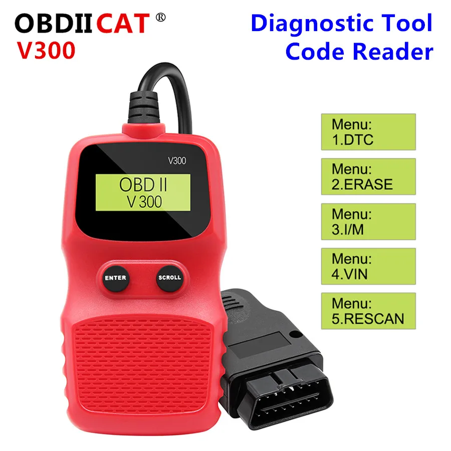 

V300 OBD Code Reader OBD2 Scanner Car Check Engine Fault Lcd Diagnostic Tool Car Accessories