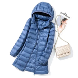 Sedutmo inverno longo das mulheres para baixo casaco ultra leve fino puffer jaqueta fino casual remover com capuz parka ed1580