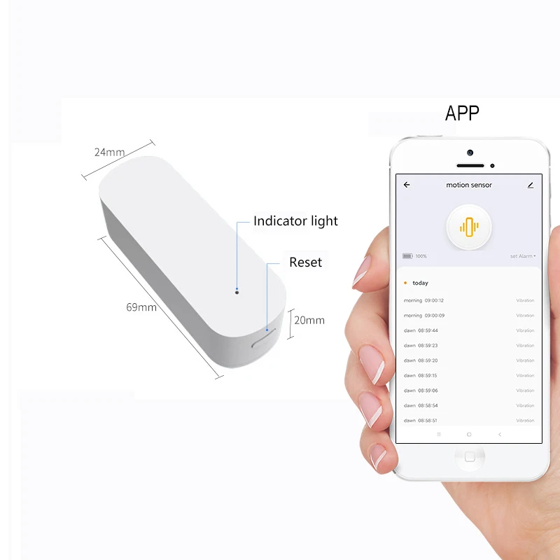 Tuya Zigbee Pequeno Sensor De Vibração Inteligente, Detecção De Movimento, Monitor De Alarme, Conexão Doméstica Inteligente, Tuya Gateway Uso