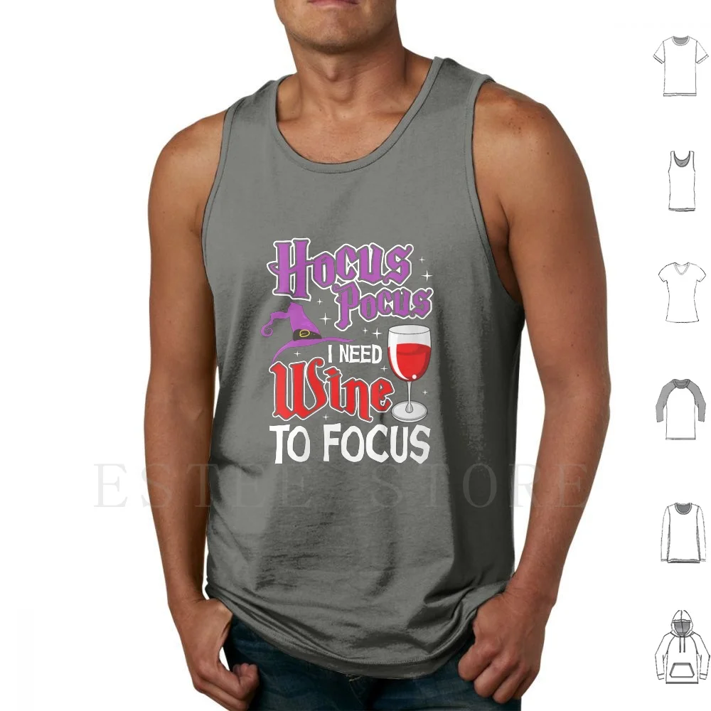 Womens Hocus.pocus I Need Wine To Tank Tops Vest Sleeveless Halloween Witches Witch Sanderson Sisters Hocus Movies Pocus