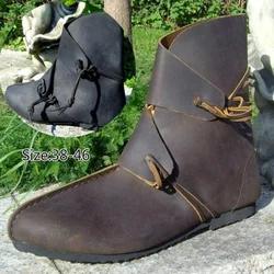 Cosplay Men's Medieval PU Leather Shoe Middle Ages Ankle Boots Victorian Renaissance Boot Shoes