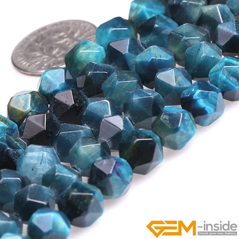 Faceted Blue Tiger Eyes Beads For Cambay Natural Stone Beads For Jewelry Making Beads Heat Treatment Discolored Strand 15 Inches