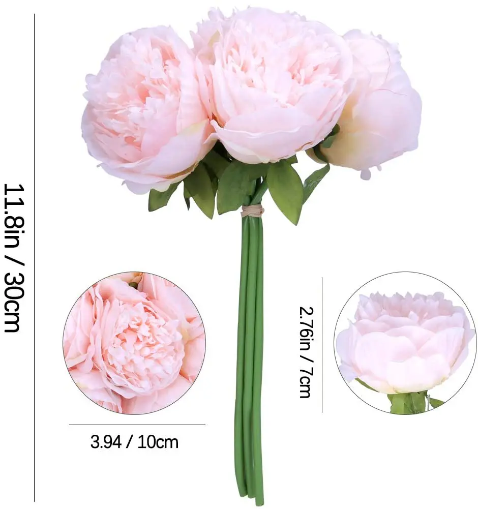 5 Heads Bouquet Artificial Fake Peony Springs Flowers Silk Flower Leaf Home Office Wedding Houes Party Festival Bar Decoration
