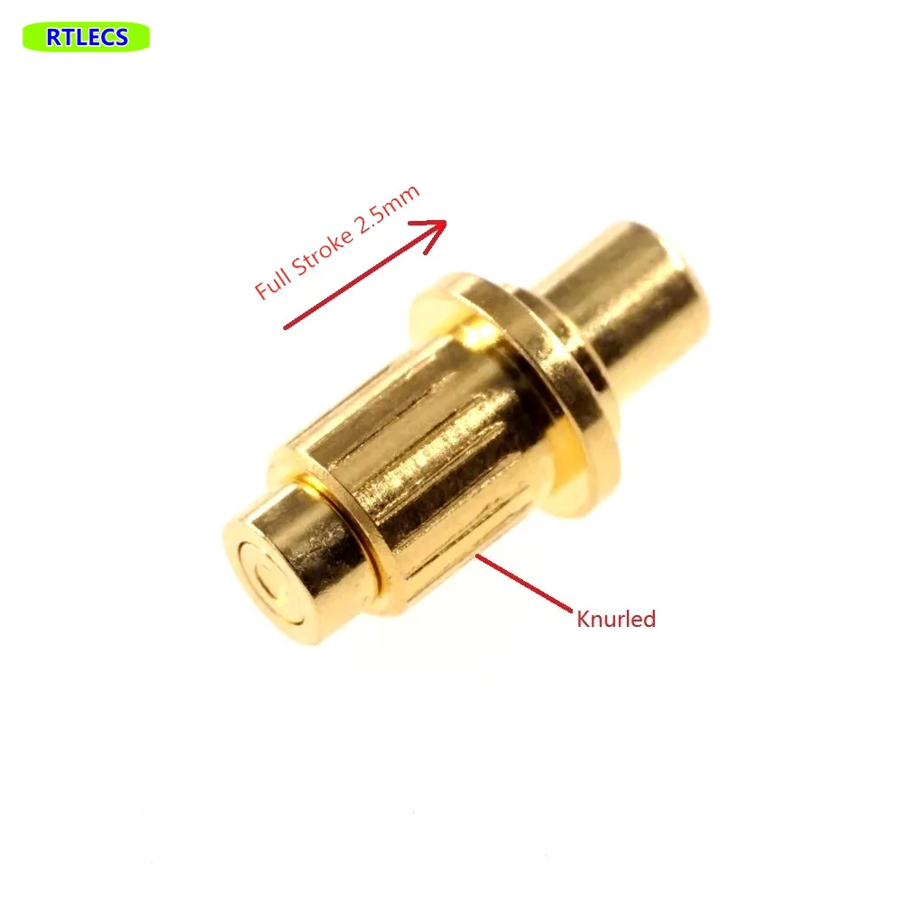 2 Pcs Gold Plated 3u Stroke 2.5mm 5.5x10.6 mm Probe 20 Amps PogoPin Low Voltage 12V M3228 20A High Current Pogo Pin Connector