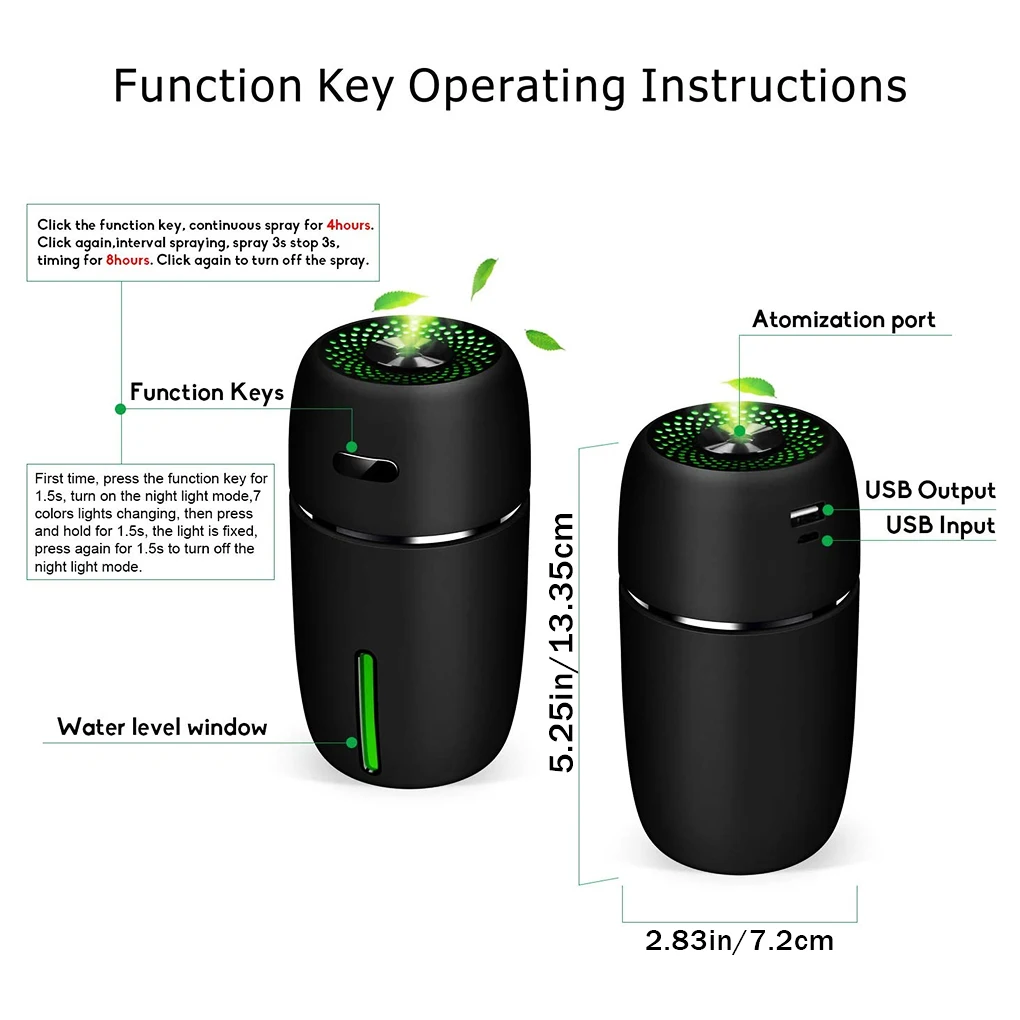 Mini humidificador de aire USB para coche, difusor de aceites esenciales, nebulizador USB para el hogar, fabricante de niebla, lámpara LED de noche,