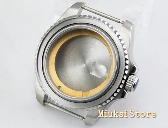 

43mm Silver Case Sapphire glass date window brushed case fit ETA 2836 Mingzhu 2813 movement watch accessories