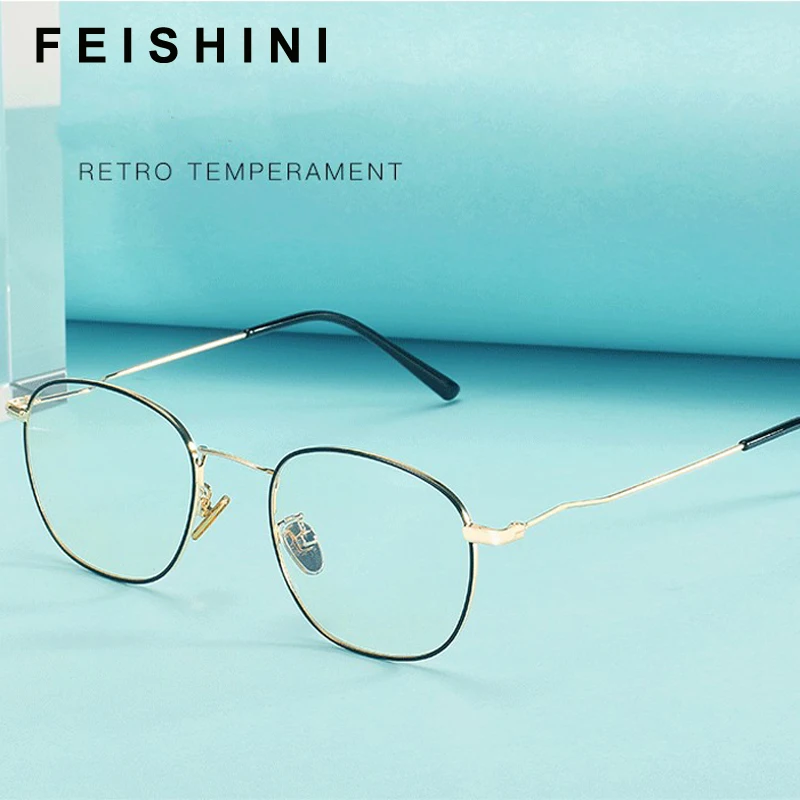 

Feishini High Quality Anti Blue Light Glasses Student Filter Reduces Computer Eyewear Women Oval tiny Blocking Rays Radiation