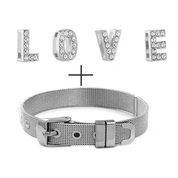 LOVE MOM 520 1314 Charms Bracelet Stainless Steel Mesh Bracelet Adjustable Belt Bracelets for Women Men Bracelet Bangle Jewelry
