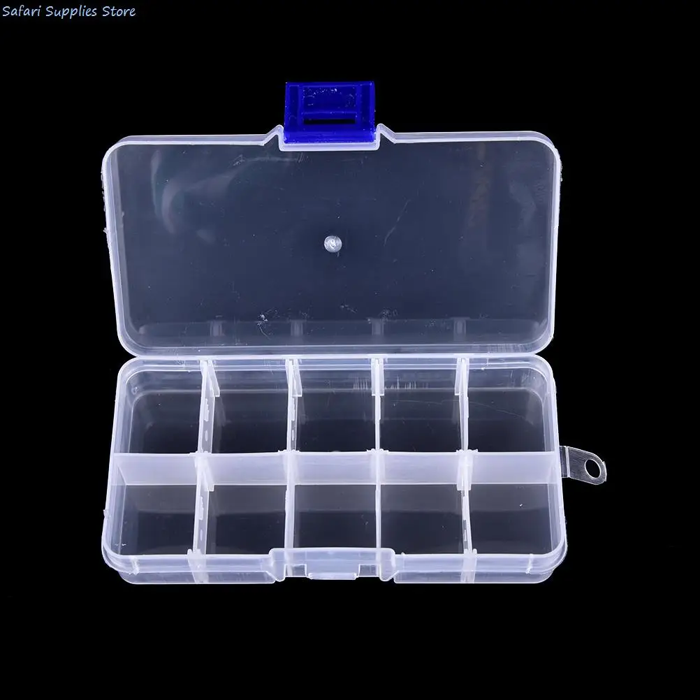 Durable 10 Compartments Transparent Visible Plastic Fishing Tackle Box Fishing Lure Storage Box Case Fish Tool 12.8*6*2.3 cm