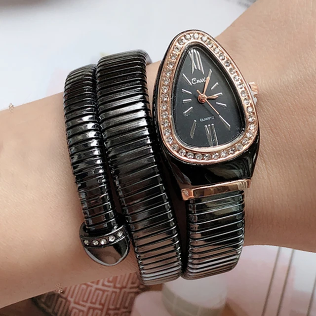 2021 Cussi Women s Watches Snake Shape Luxury Wrist Watch for Women Steel Unique Gold Quartz Ladies Watches Clock Reloj Mujer AliExpress 1511