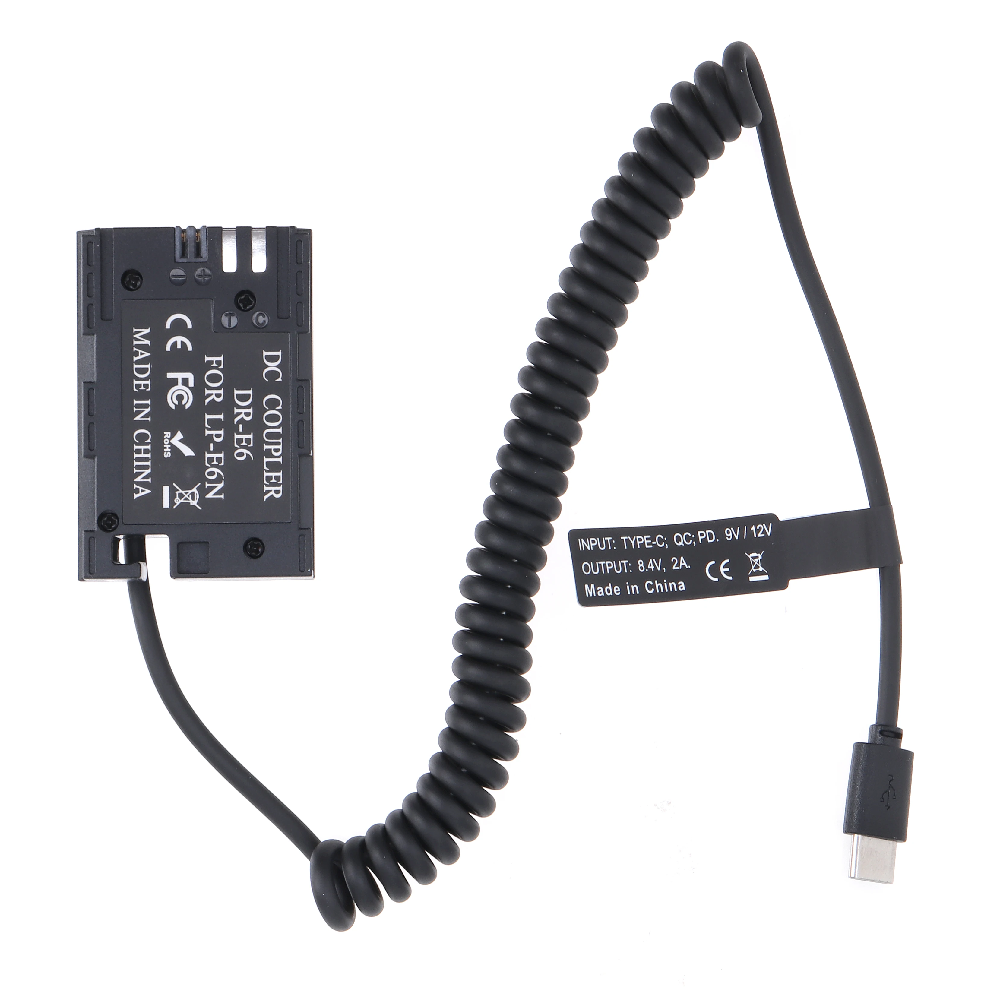 FOTGA LP-E6 adaptador de batería ficticia + tipo C Cable para Canon5D2 5D3 5D4 6D 6D2 60D 7D 7D2 70D 80D 90D 5DSR R R5 R6