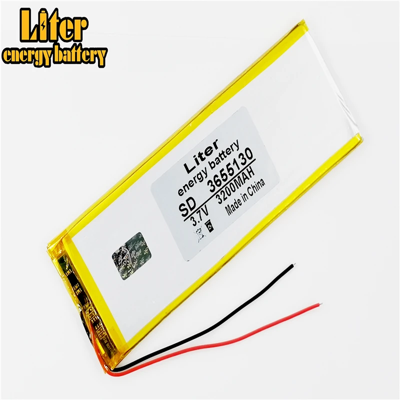 Batería de polímero de litio de 3655130 V y 3,7 mah con tablero de protección para Tablet PDA, productos digitales F, 3200