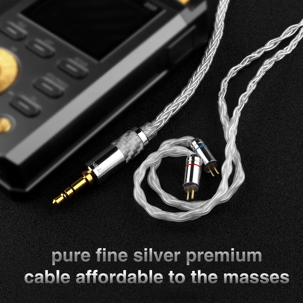 TRN Pure Silver earphone Cable 2.5mm/3.5mm Connector 2pin 0.75 0.78 Mmcx Diy Earphones Audio Braided Weave Balanced Cable