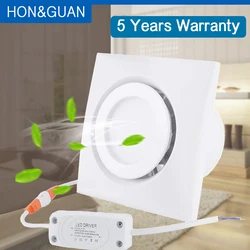 Hon&Guan 4'' Home Silent Exhaust Fan Kitchen Hood Ventilation for Bathroom Ceiling Window Wall Air Extractor with 4W LED Light