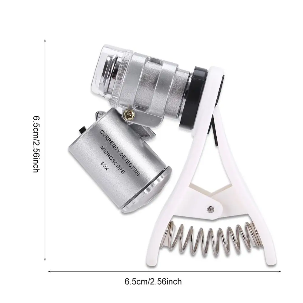 Loupe à aiguille de tatouage F60 60 fois HD Portable LED, loupe à Microblading, outils de tatouage, accessoire argenté