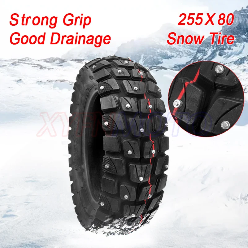 

10x3 Inch Cross Country Anti Skid Pedal Scooter Tire Winter Snow Outer Tyre 255x80 for Speedual Grace 10 Zero 10x Kugoo M4 Pro