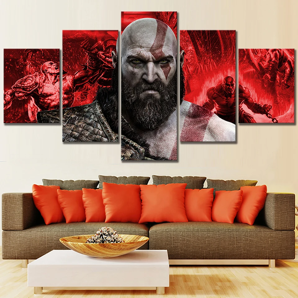 

Unframe Gamer Wall Art 5Pcs God Of War Kratos Game Canvas Posters Pictures HD Prints Paintings Home Decor Living Room Decoration