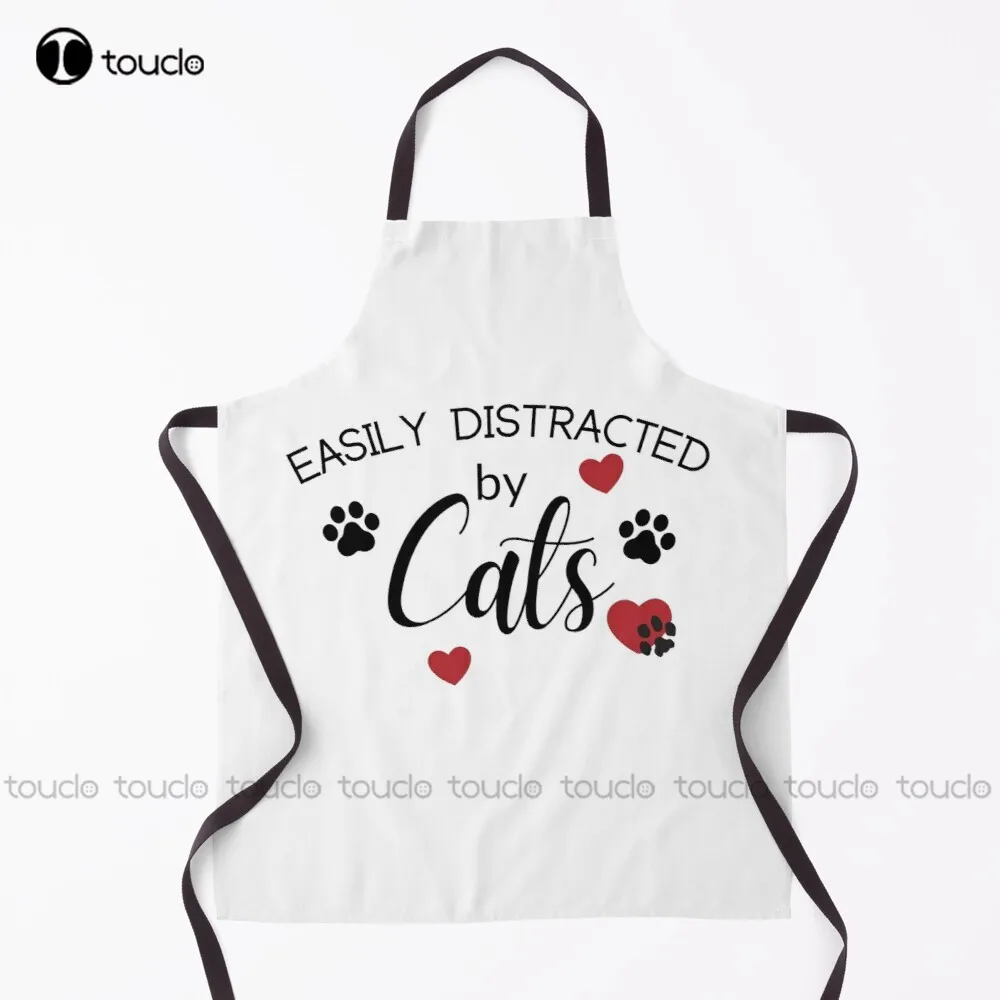 

Легко отвлекаться от кошек | Черно-красный дизайн | Забавный кот любимый | Искусственный фартук для садоводства для женщин и мужчин, унисекс, для взрослых