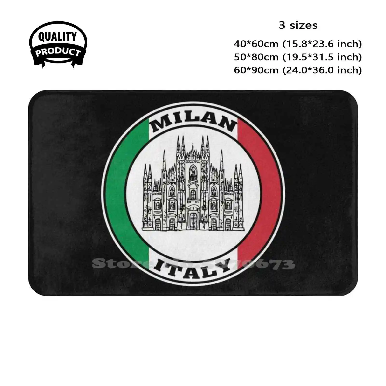 Milan Italy Travel Souvenir Italian Flag Badge Milano Italia Soft Cushion Home Carpet Door Mat Car Rug Milan Italy Milan