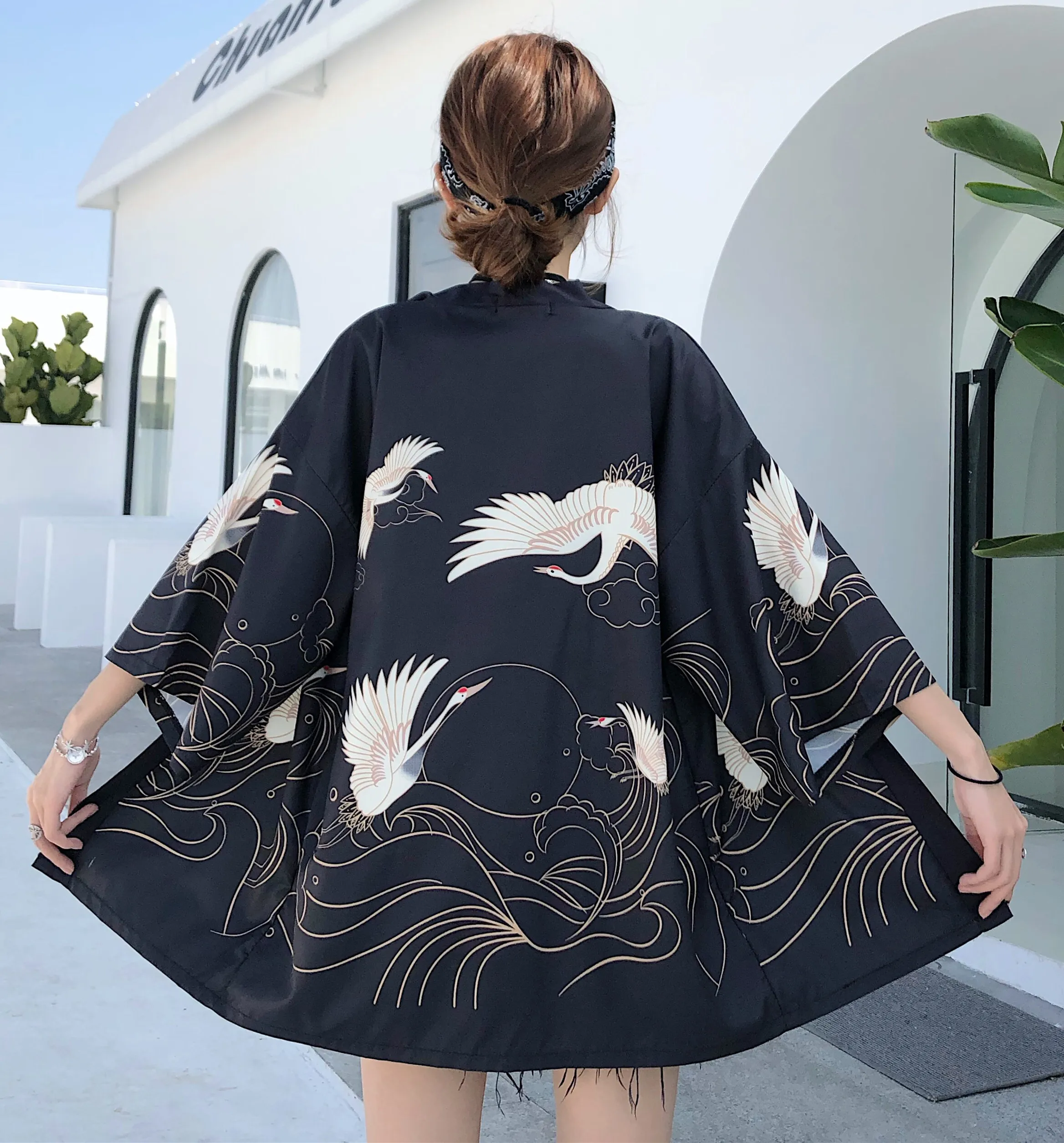 2020 New Yukata Sun-proof Coat Japanese Summer Kimono Mujer Chiffon Cardigan Woman Man Loose Thin Outer Garment