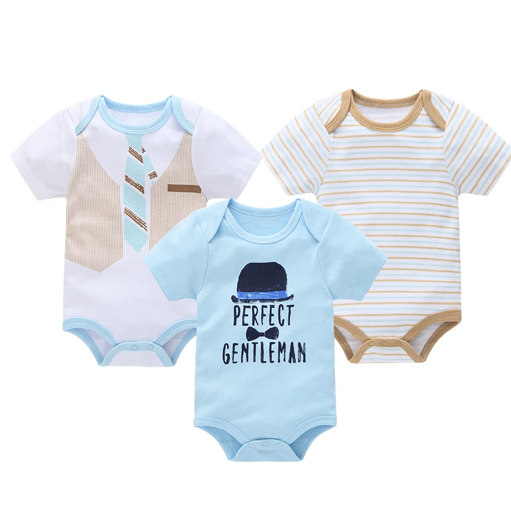 

Honeyzone 3 pcs Baby Boy Romper Short Sleeve Gentleman Design Newborn Soft Cotton Clothes Summer Overalls Toddler bebe Jumpsuit