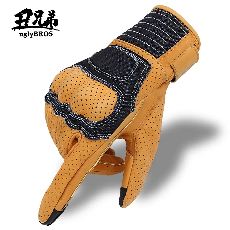 

Uglybros Touch Screen Genuine Leather Motorcycle Gloves Retro Motorbike Gloves Protective Gear Moto Riding Gloves Guantes Moto