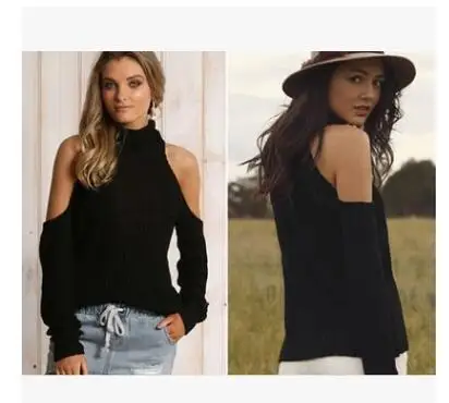 Women's Popular Turtleneck Sweaters Off-shoulder Long Sleeve Pullover Knitwear Casual Simple Girls 2020 Fall Fashion Women