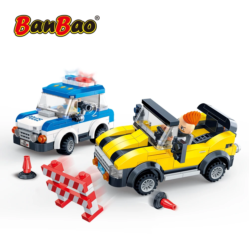 

BanBao Police Classic Model Blocks City Construction technical vehicle car Building Bricks Educational Toys For boys Gifts 7033