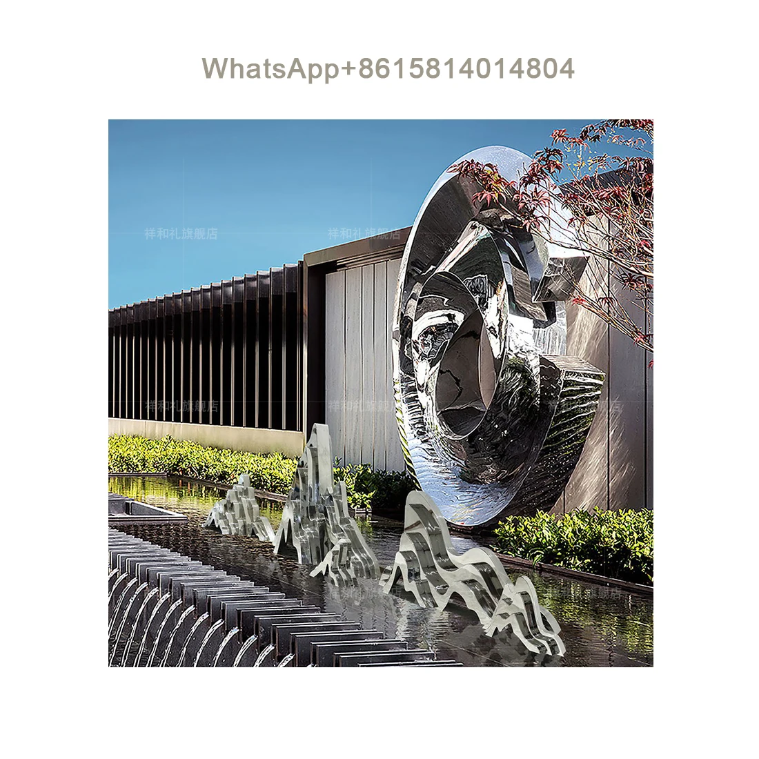 Outdoor stainless steel rockery sculpture installation /Art sales office lobby landscape sketch large floor-to-ceiling abstract