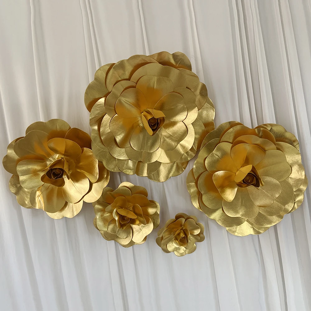 

Golden PE Flat Bottom Rose Head, Artificial Flowers, Wedding Wall Background, Window Layout, Fake Rose Flower, Home Decoration