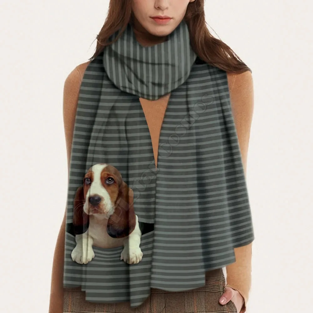 Keep You Warm Bichon Frise 3D Printed Imitation Cashmere Scarf Autumn And Winter Thickening Warm Shawl Scarf