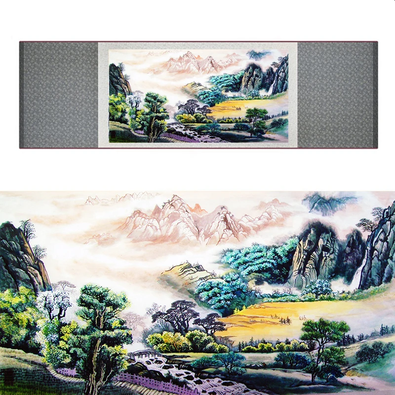 

landscape art painting Mountain and River art painting top quality silk scroll painting Mountain and River painting 19050912