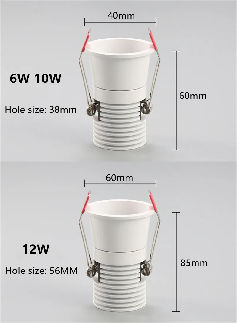 Minifoco LED para interiores, lámpara de techo antideslumbrante para mostrador de Hotel, 6W, 10W, 12W, regulable, 110V, 220V, luz descendente pequeña de 24 °