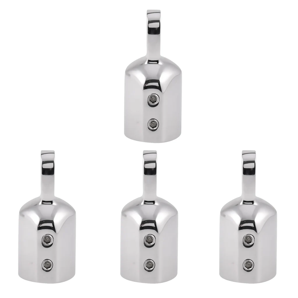 헤비 듀티 마린 보트 아이 튜브 엔드 캡 4 개, 스테인레스 스틸, 비미니 탑 피팅 하드웨어, 25mm 캐노피 외부 파이프 아이 엔드