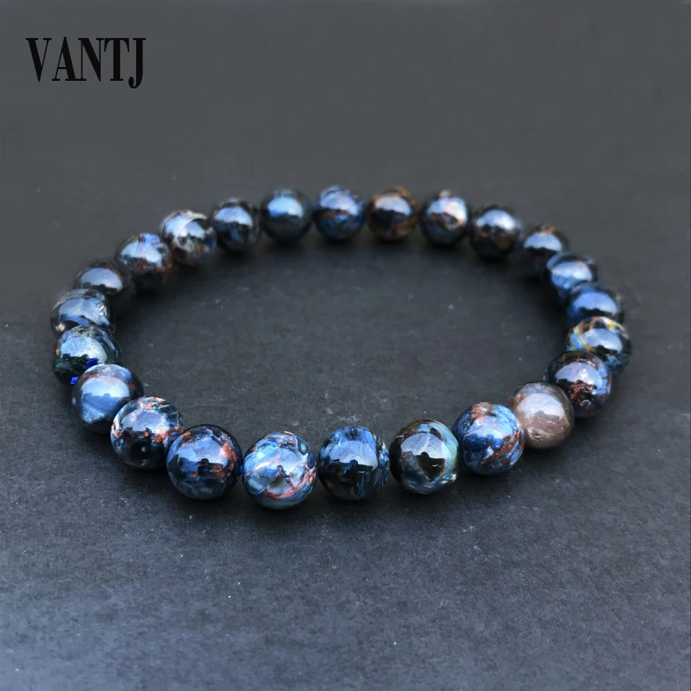 

VANTJ 100% Natural Blue Yellow Pietersite Chatoyant Bracelet for Women Best Gift Crystal Bangle Healing Gemstone From Namibia