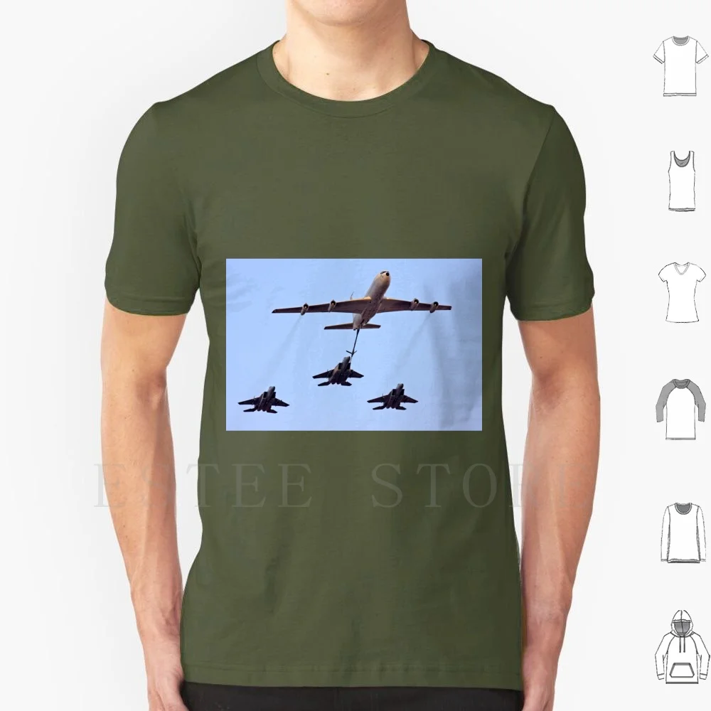 3 Israeli Air Force F15 Fighter Jets Being Refueled By A Boeing 707 In Flight T Shirt DIY Big Size 100% Cotton Israel Israel