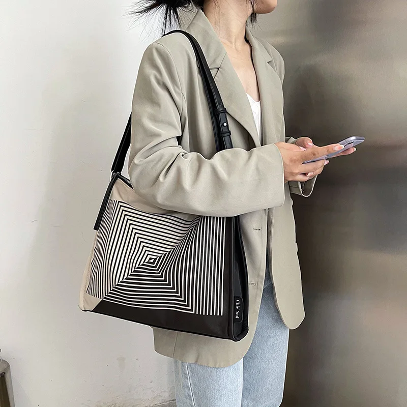 CGCBAG 2023 New Vintage Luxury Designe Canvas Tote Bag Women Simple Large Capacity Shopper Bag Female Shoulder Bag Lady Handbag