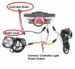 Electric LED Headlight, Front and Rear Warning Lights, Night Spotlight, Headlamp for Cycling EBike, 36 V, 48V, 60V, Latest