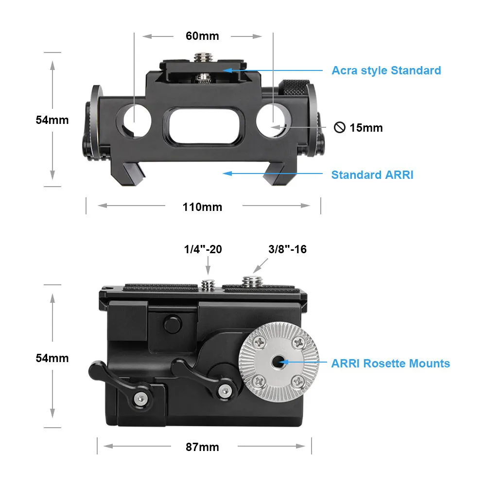 KIMRIG Quick Release Arri Dovetail Base Plate With Acra Base Plate Dual 15mm Rod Clamp For Universal Dslr Cameras Camcorder