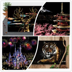 41*28cm Night View City Animal Scratch Painting Cards Diy Art Adult Crafts Scratch Paper Home Decor Wall art poster drawing Toys