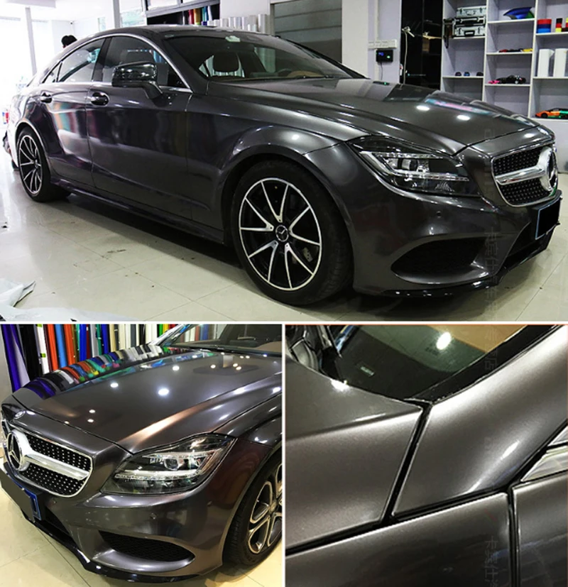 Gloss Metallic Gunmetal Grijs Vinyl Wrap Candy Glossy Grijs Car Wrapping Sticker Met Air Bubble Zelfklevende Decal Folie
