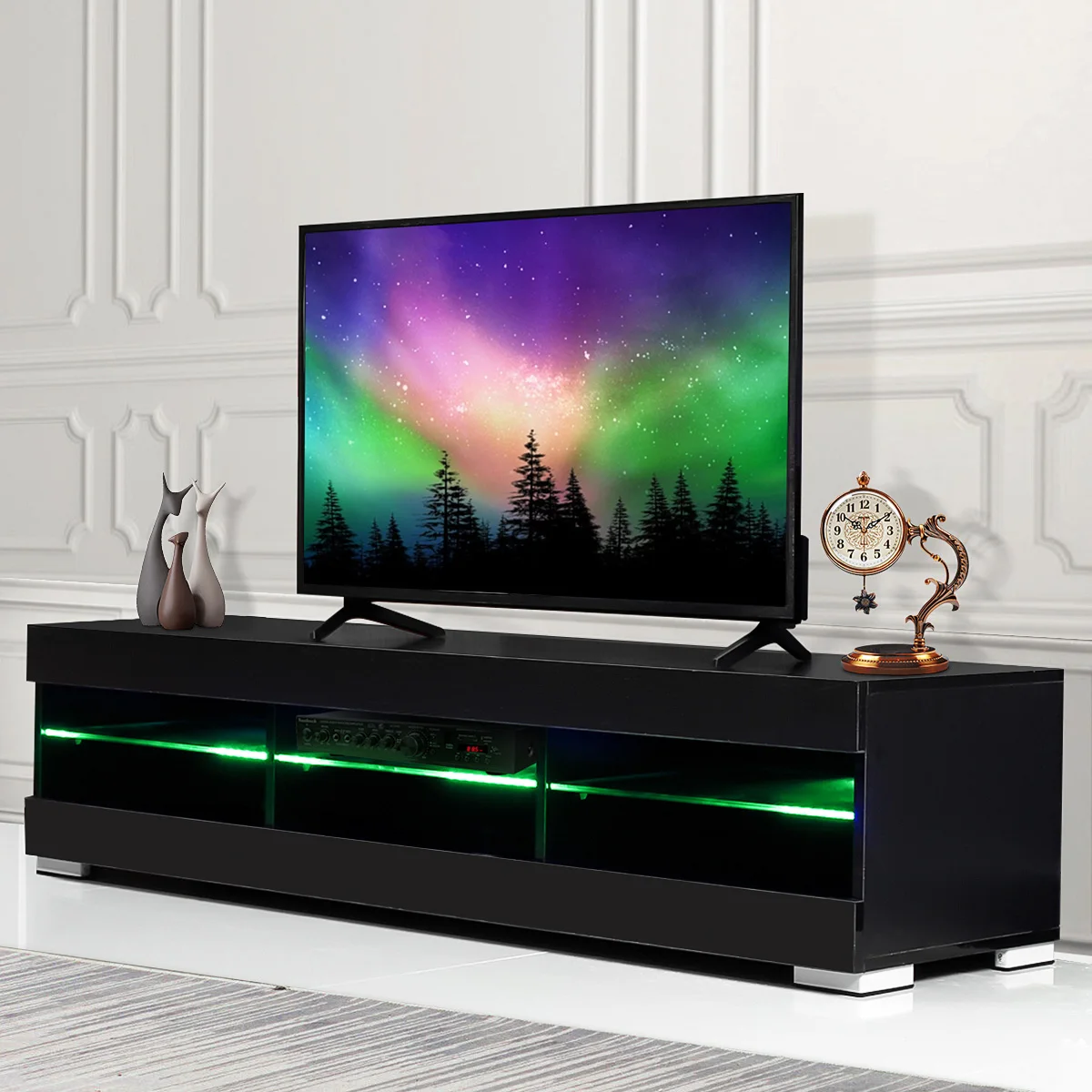 57'' TV Cabinet Modern LED TV Stands Living Room Furniture Detachable TV Unit Bracket with 6 Open Drawers Home Furnishings