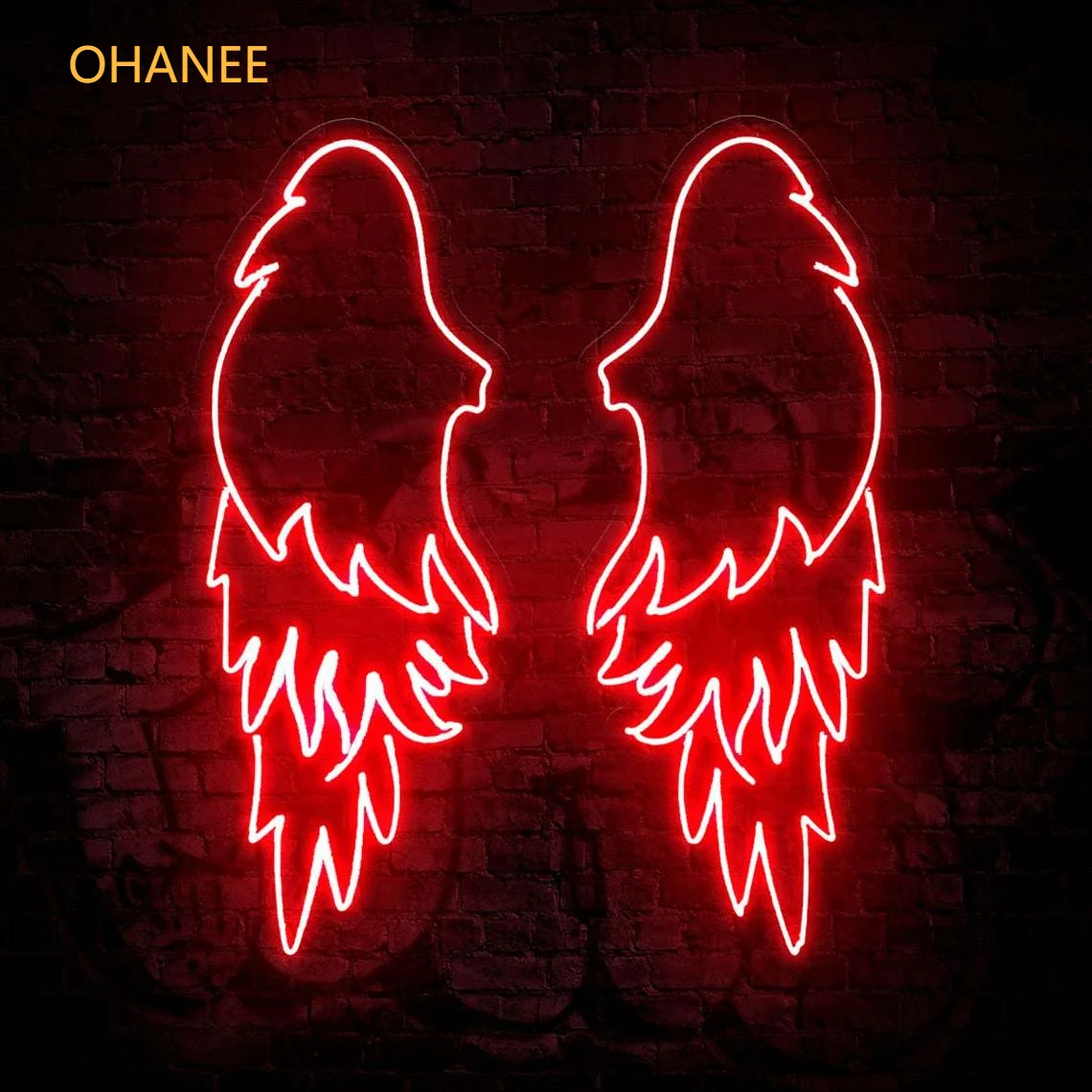 OHANEE Wing Angle Neon Sign Led Light Custom Name Logo Personalized Decoration Wall Home Decor Birthday Gift